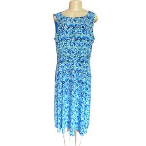 New w Tags, Laura Jeffries Stretchy Blue/Green Maxi Dress in Size 16